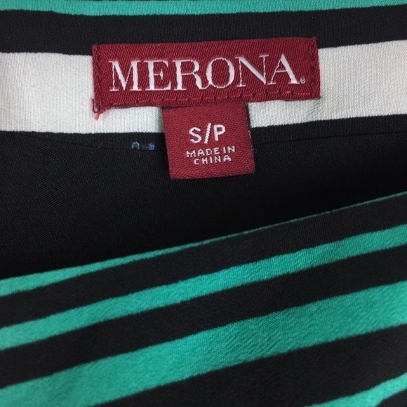 MERONA Sun Dress V Neck Hi Lo Drawstring Waist Stripe Sleeveless Size Small - Picture 7 of 11